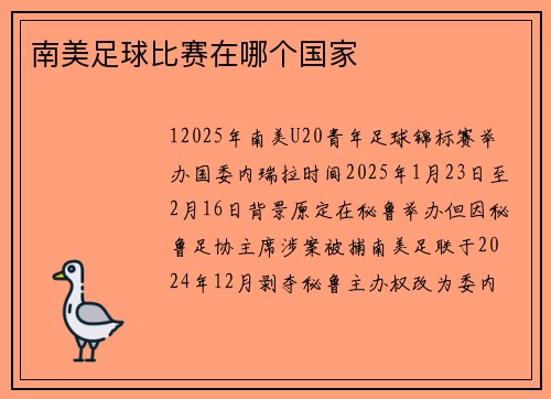 南美足球比赛在哪个国家
